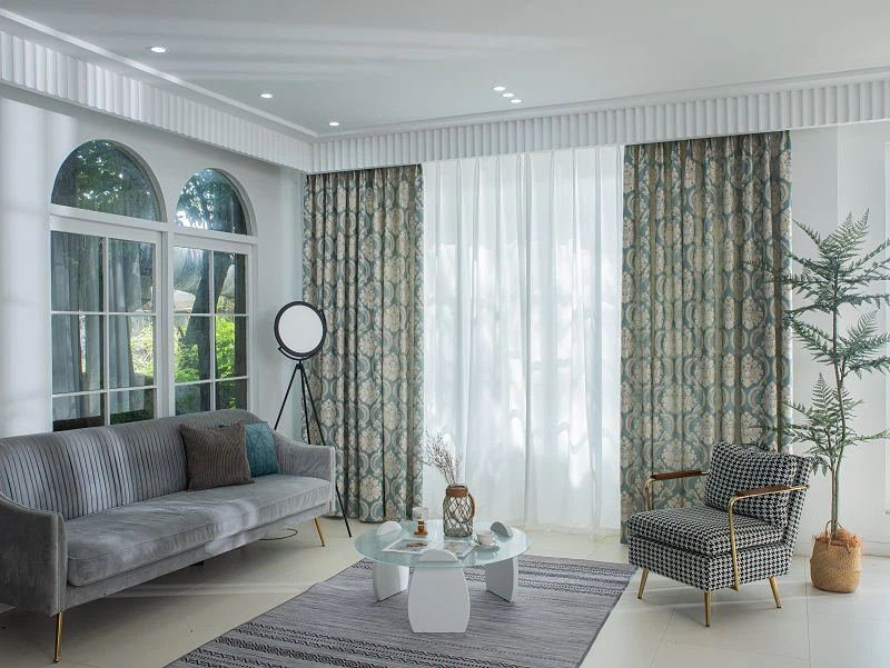 গোল্ডেন থ্রেড ইউরোপীয় ফ্লোরাল কার্টেন ফ্যাব্রিক