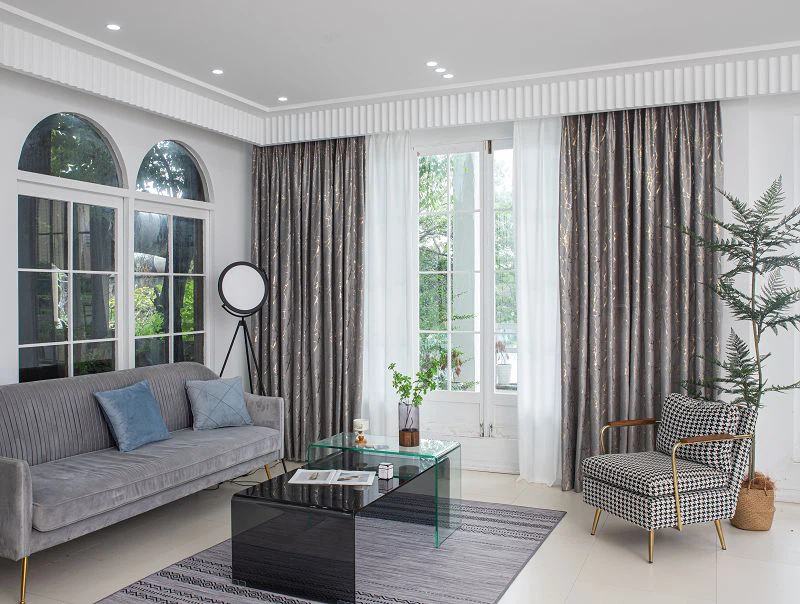 মার্বেল প্যাটার্ন এবং সোনার ফয়েল সহ হল্যান্ড ভেলভেট কার্টেন